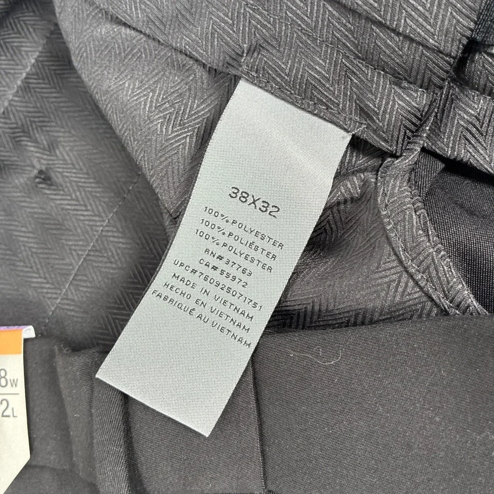 New Mens Savane Pleated Comfort Waist Chino Pants Size 38x32 Black Microfiber